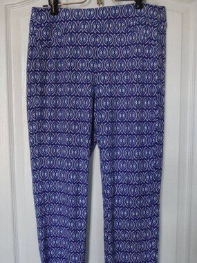 Chico's TRAVELER Stretch Women's PANTS Blue/White; Size OR; Pull on Long pants